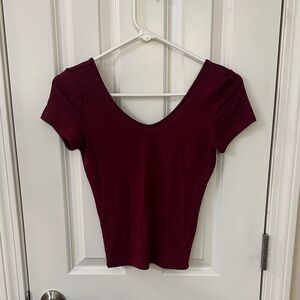 EXPRESS Burgundy Crop Tee